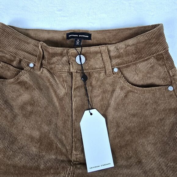 Universal Standard Cassidy High Rise Straight Corduroy Pants Size 0 Brown - Picture 4 of 10